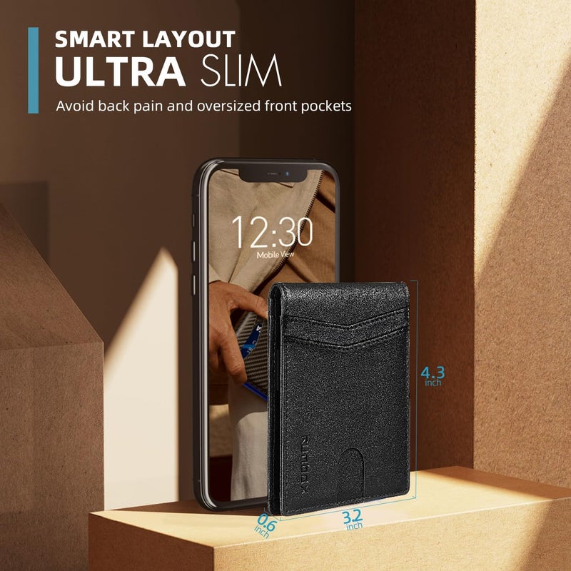 RUNBOX Wallet for Men Slim Rfid Leather 2 ID Window With Gift Box | Slim, Rfid, 2 ID Window, With Gift Box, Slim, Rfid - Image 3